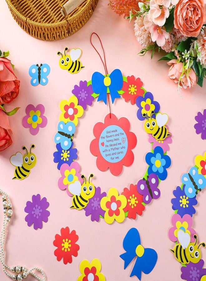 Qilery 24 Sets Jumbo Mother's Day Craft 10.63 Inch Mother's Day DIY Flower Wreath for Mom with Butterfly Honey Bees Paper Wreaths Christian Home Activities - Image 4